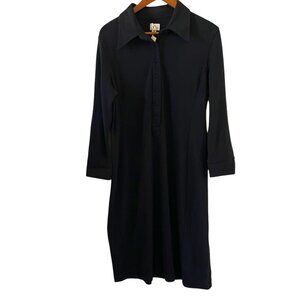 L.L. Bean NEW Wool Half Button Front Dress In Black Size 14